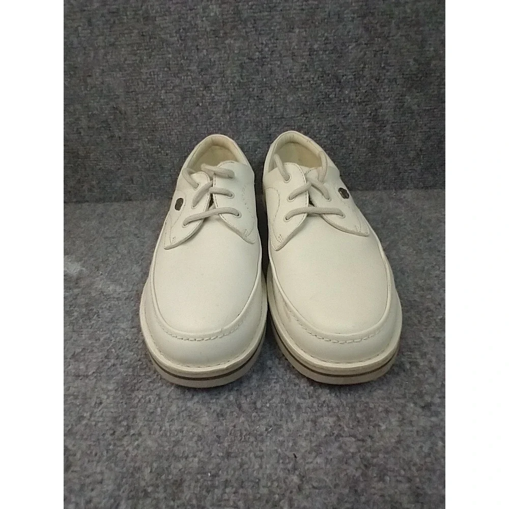 The Body Shoe Walking Oxfords Mens 9 5E White Leather Comfort Curve 18235